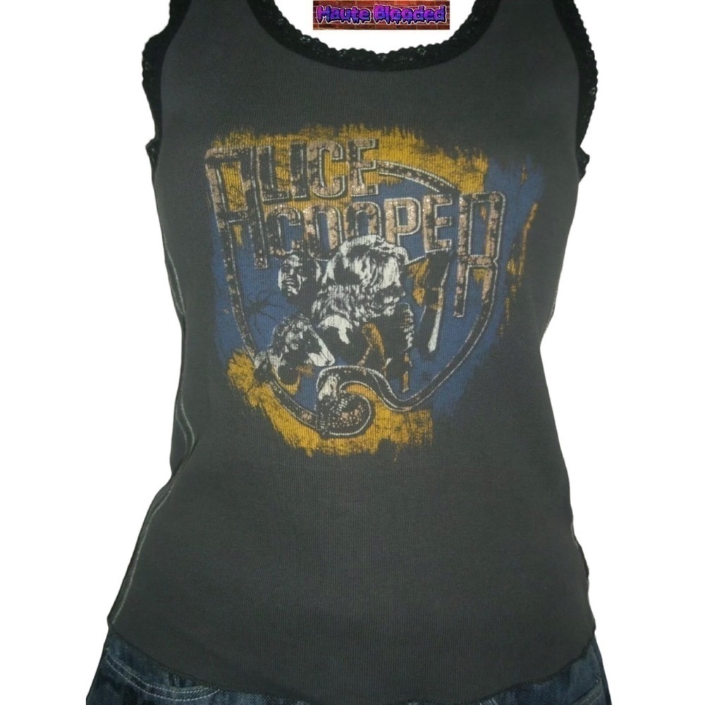 Vintage Y2k Trunk Ltd Limited Edition Alice Cooper Glitter Tank Top Retro Rare View 5